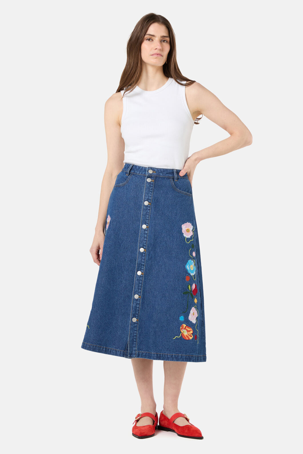 Gorman - Parade Denim Skirt - mid-blue