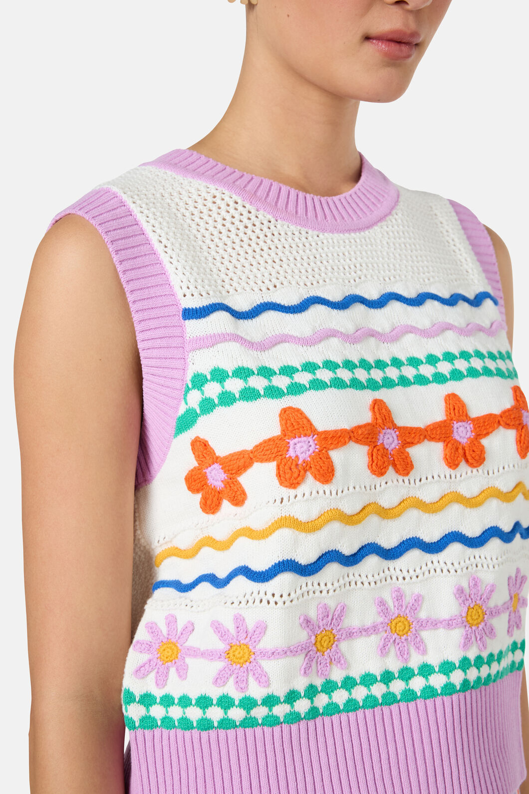Gorman - Flower Crochet Knit Vest - multi