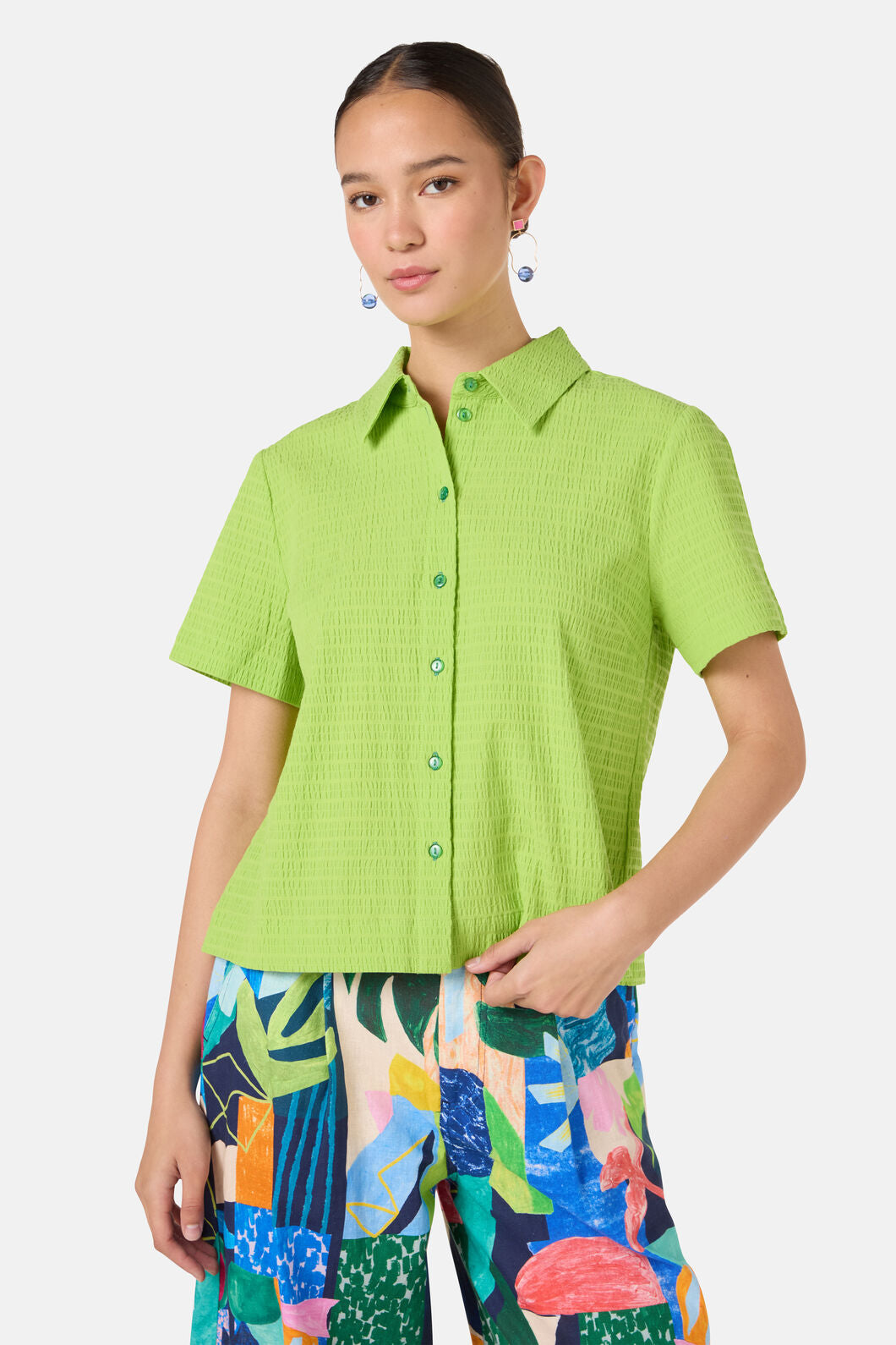 Gorman - Jungle Seersucker Shirt - green
