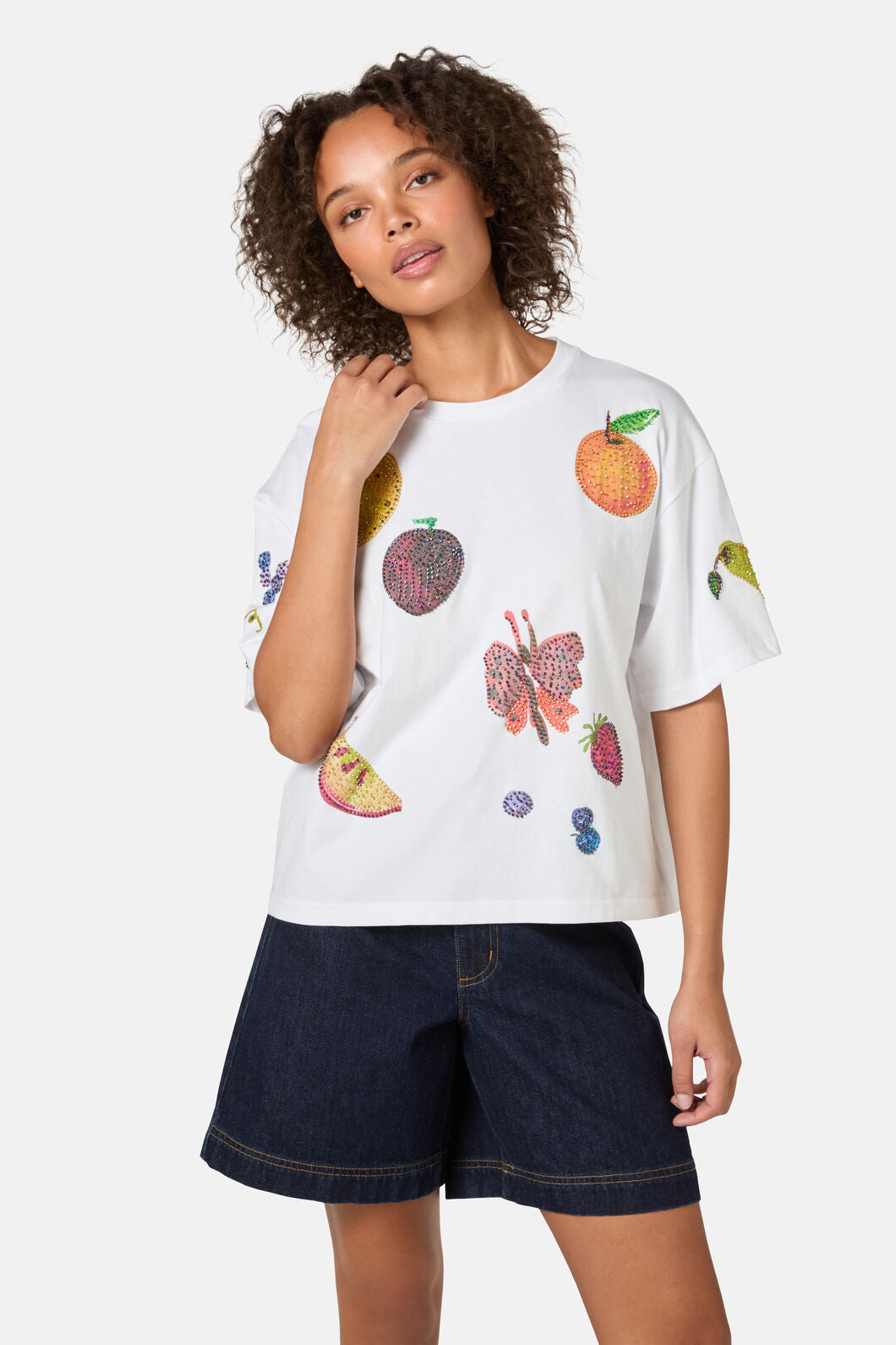 Gorman - Fruit Beaded Oversized Tee - white