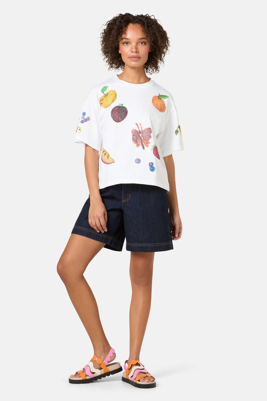 Gorman - Fruit Beaded Oversized Tee - white
