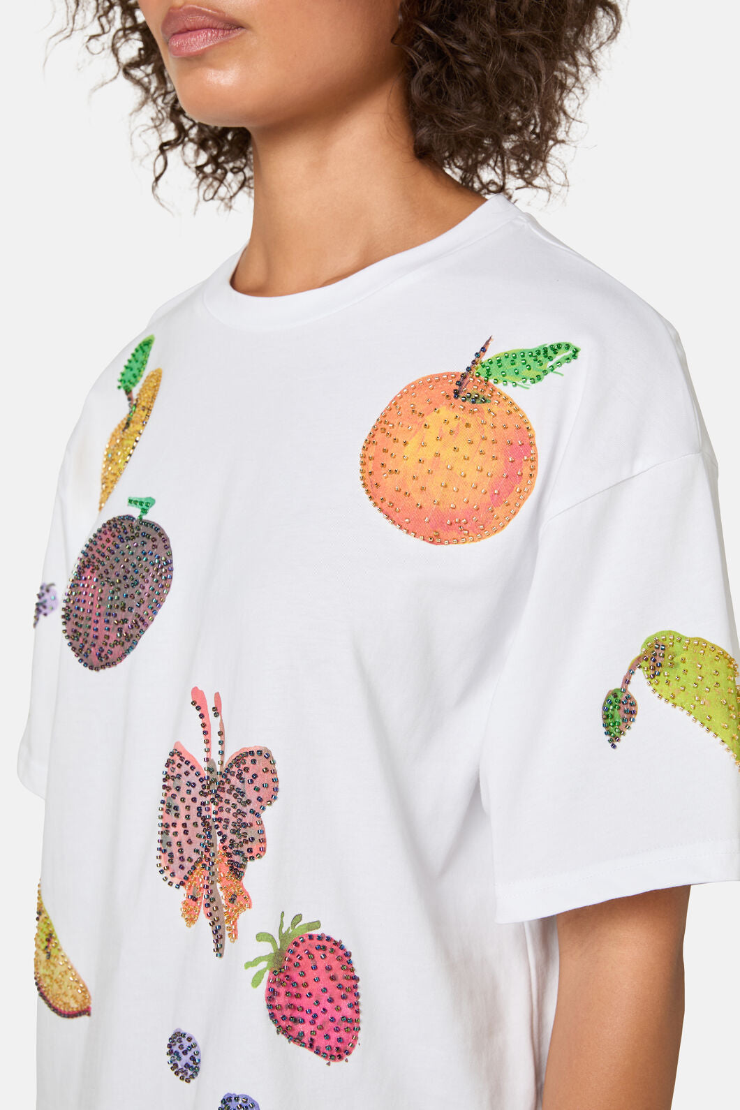 Gorman - Fruit Beaded Oversized Tee - white