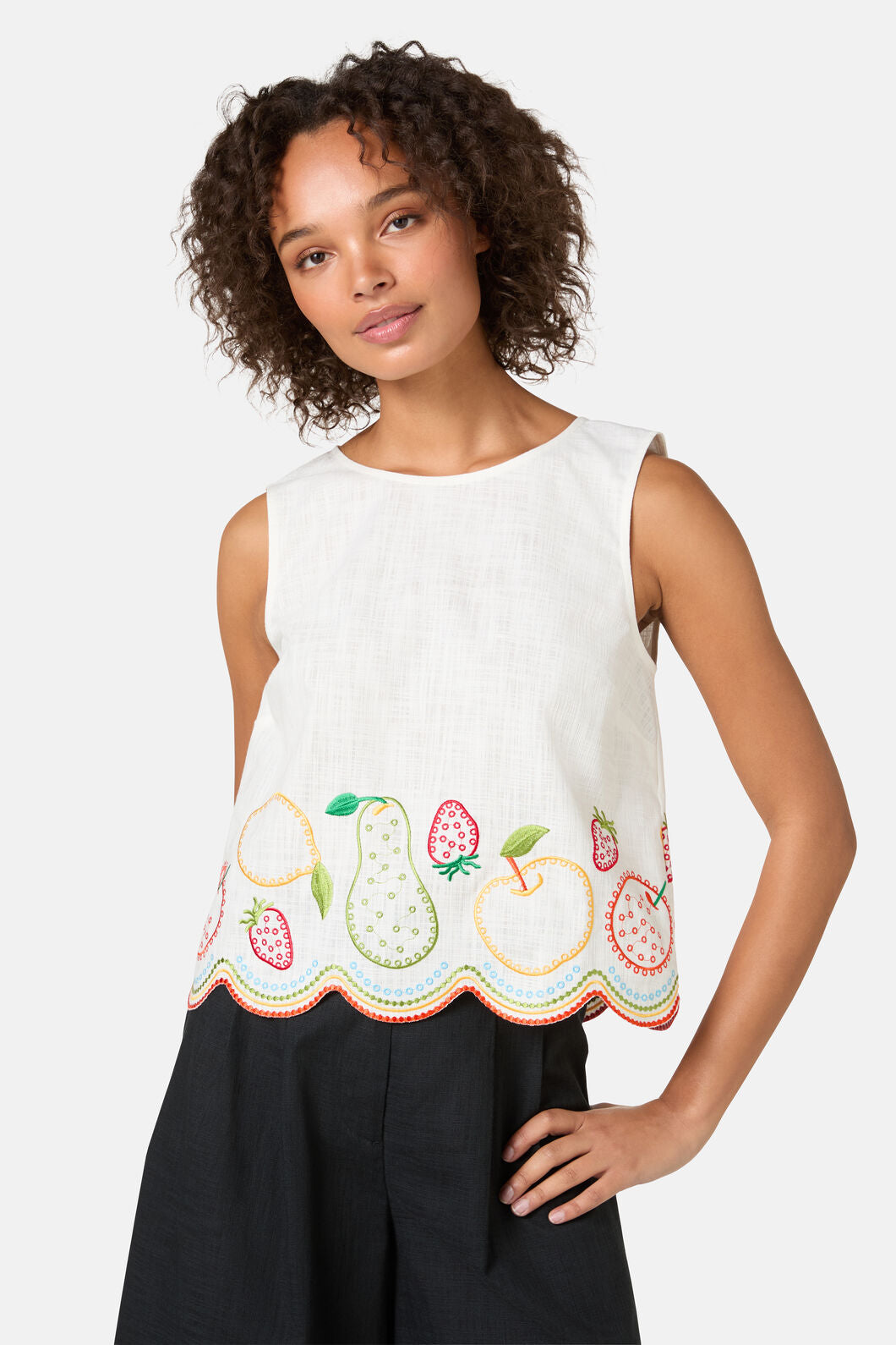 Gorman - Fruity AnglaiseEmbroideredTank - white