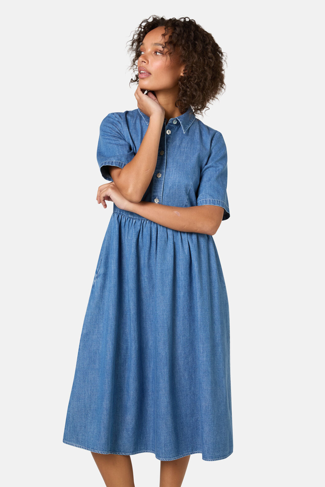 Gorman - Chantelle Chambray Dress - mid-blue