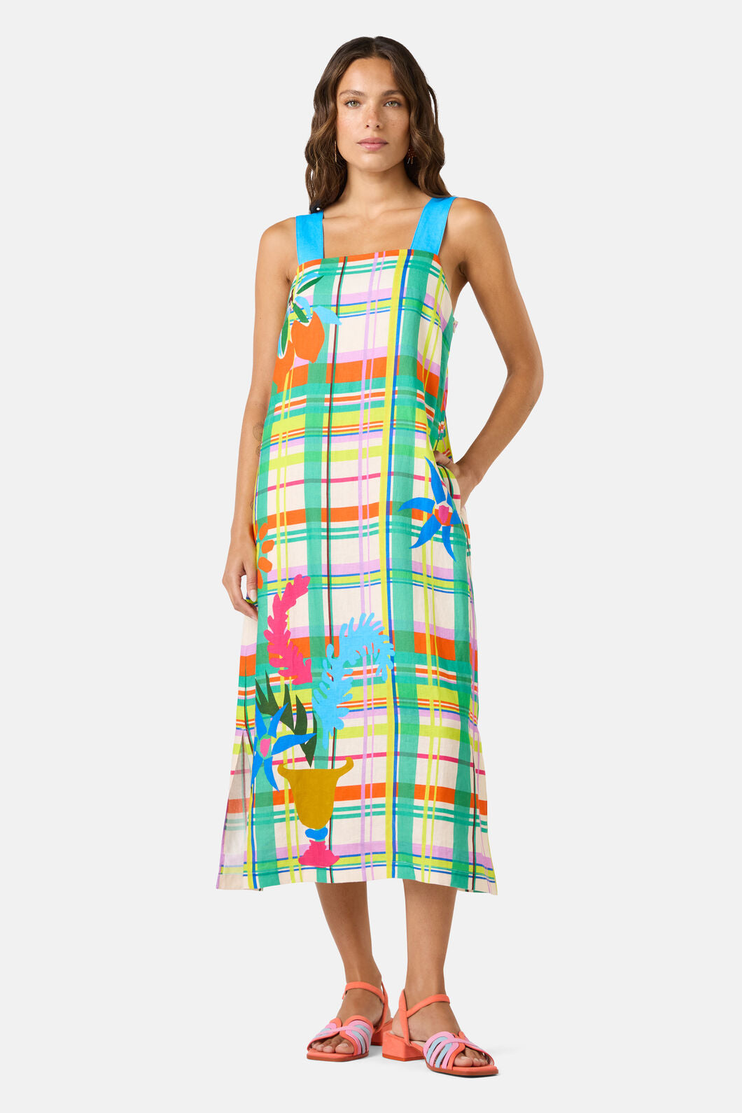 Stencil Garden Linen Dress CA