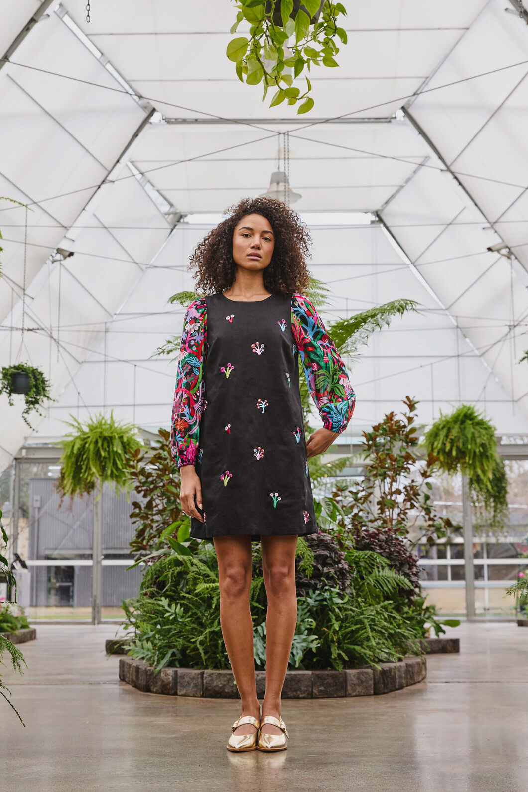 gorman black dress Wild Garden Shift 4 / - january2026 BABARONI One Shoulder Ruffled Round neckline shaping Size:XXL (20-22)