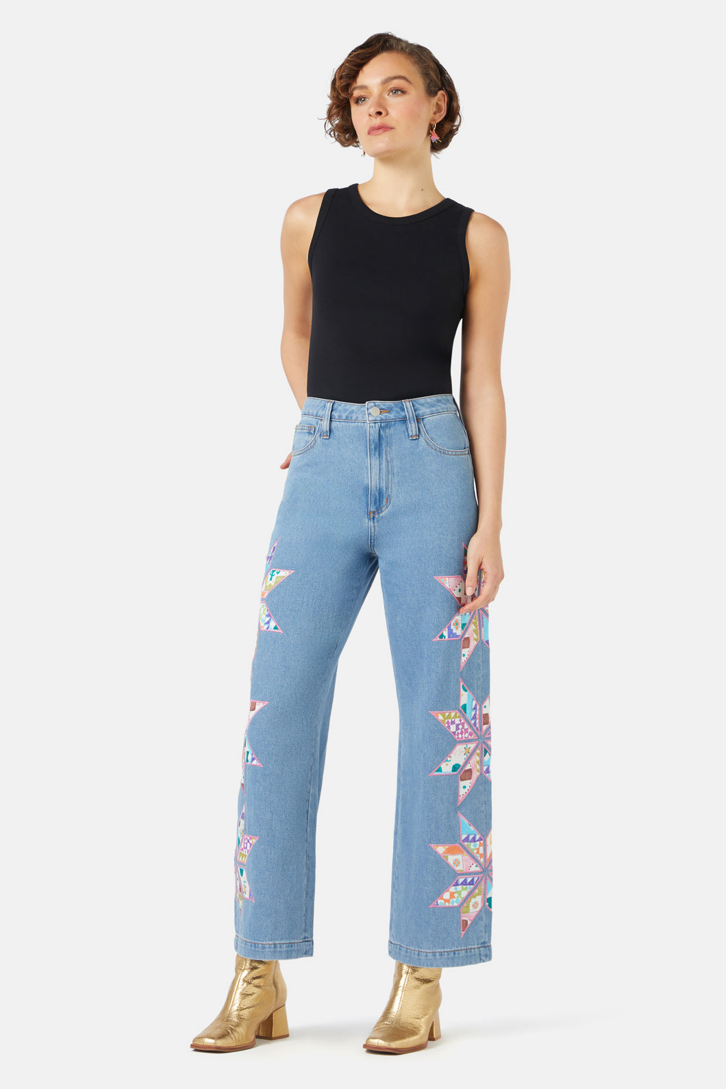 Gorman - Stained Glass Patchwork Jean - light-blue