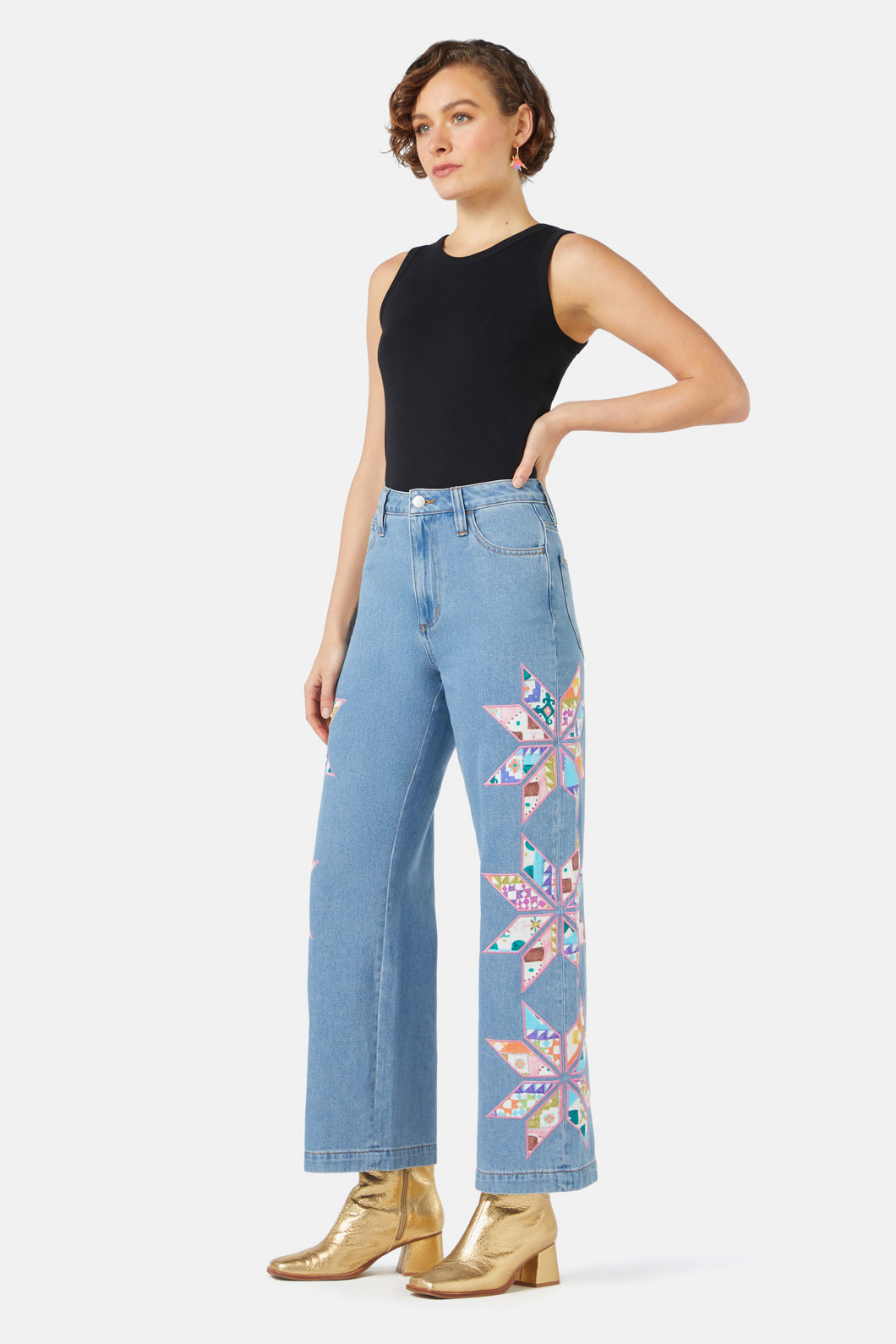 Gorman - Stained Glass Patchwork Jean - light-blue