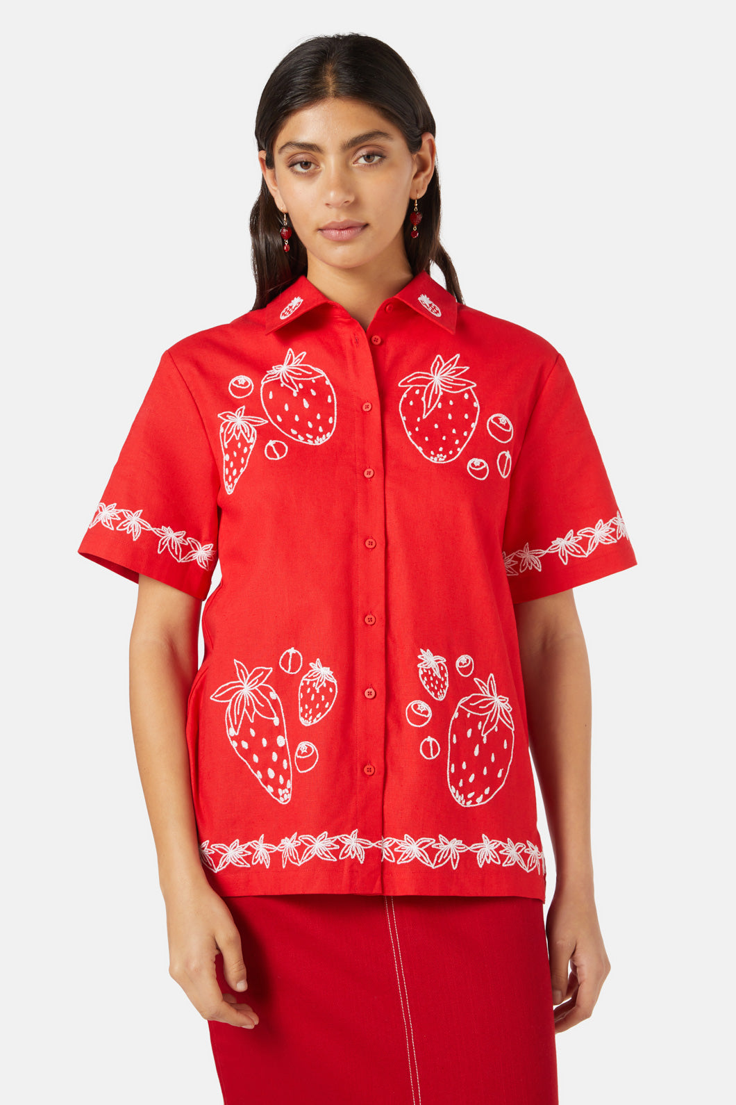 Gorman - Strawberry Patch Embroidered Shirt - red