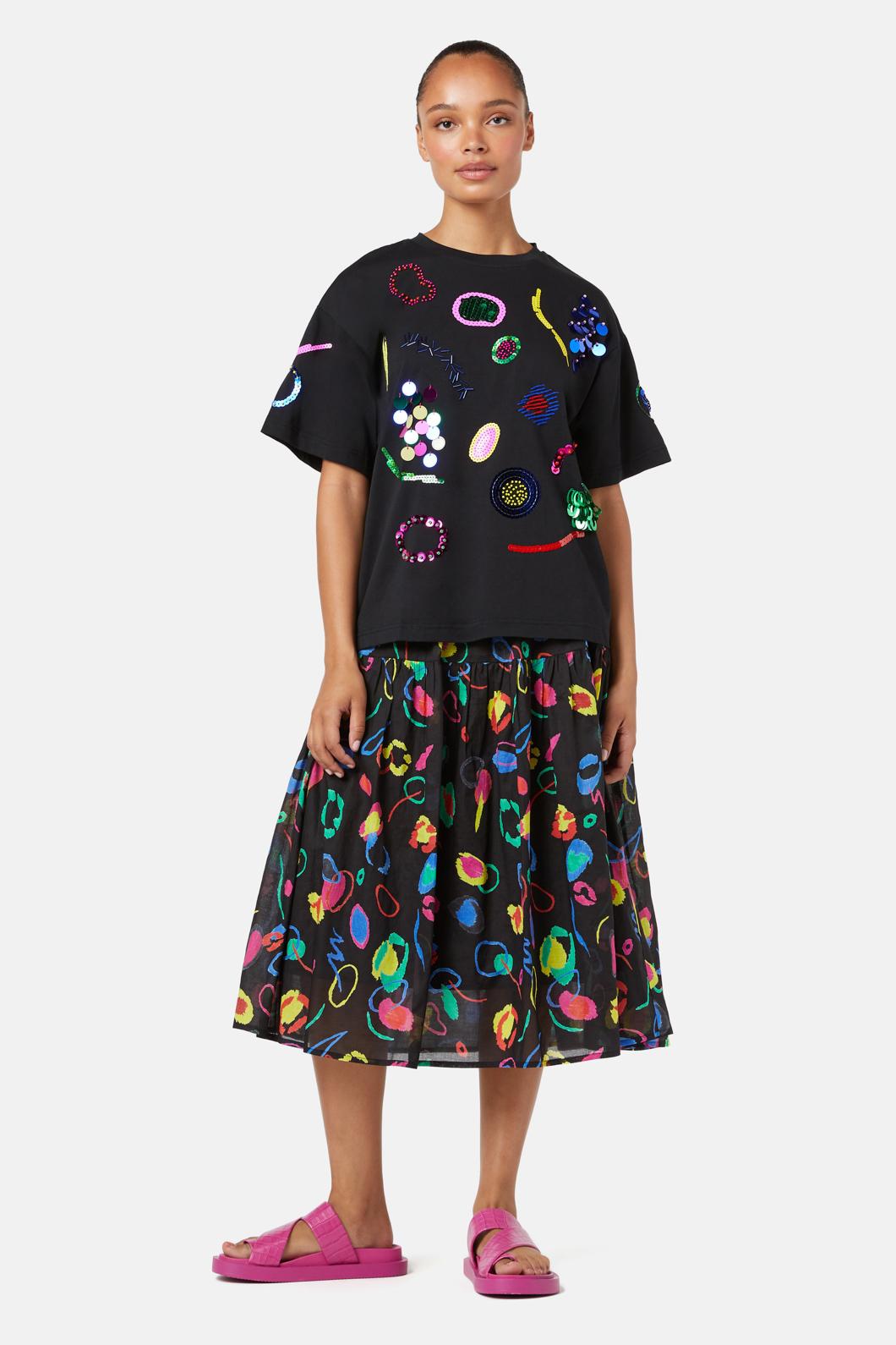 Gorman - Neon Scribble Sequin Tee - black
