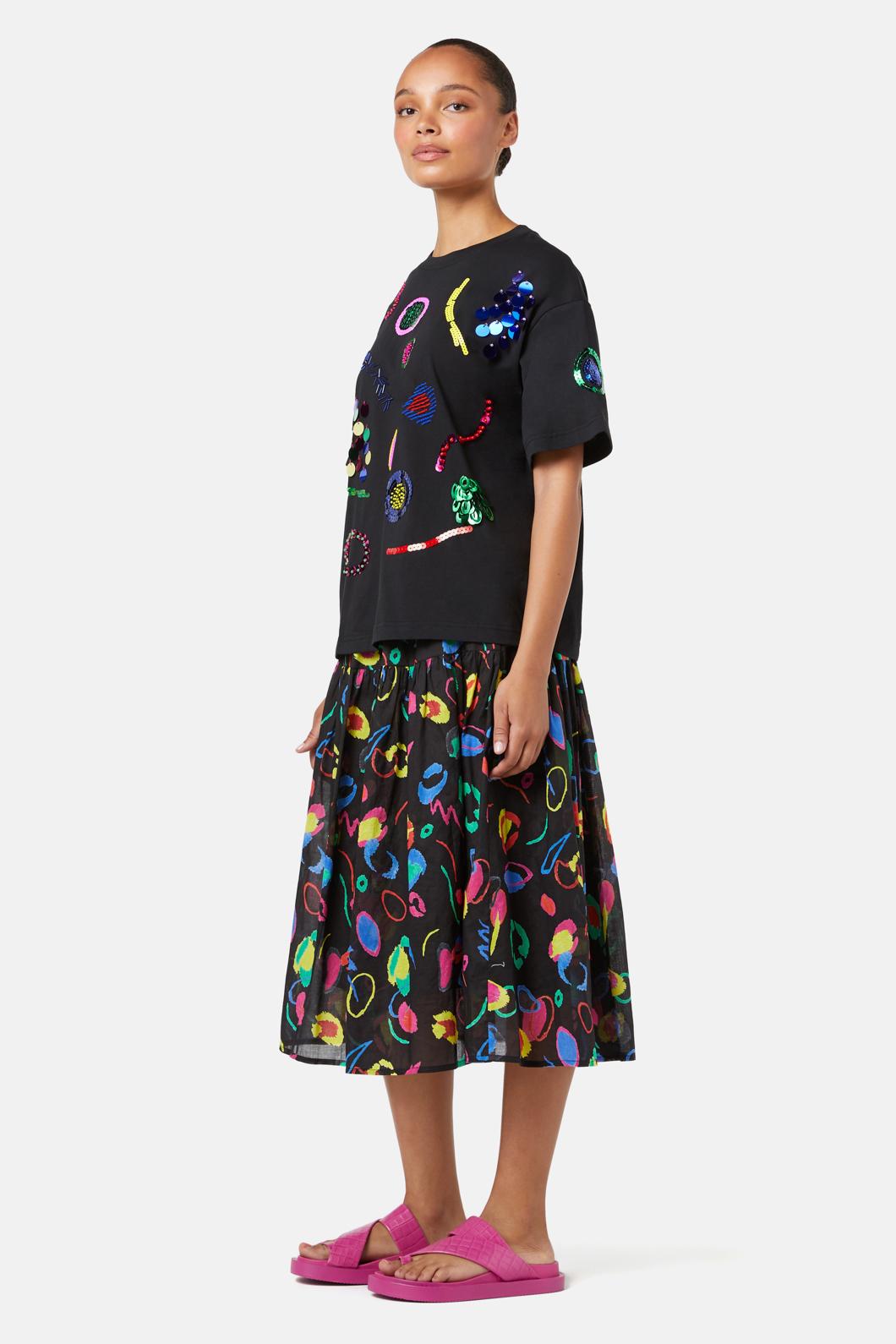 Gorman - Neon Scribble Sequin Tee - black
