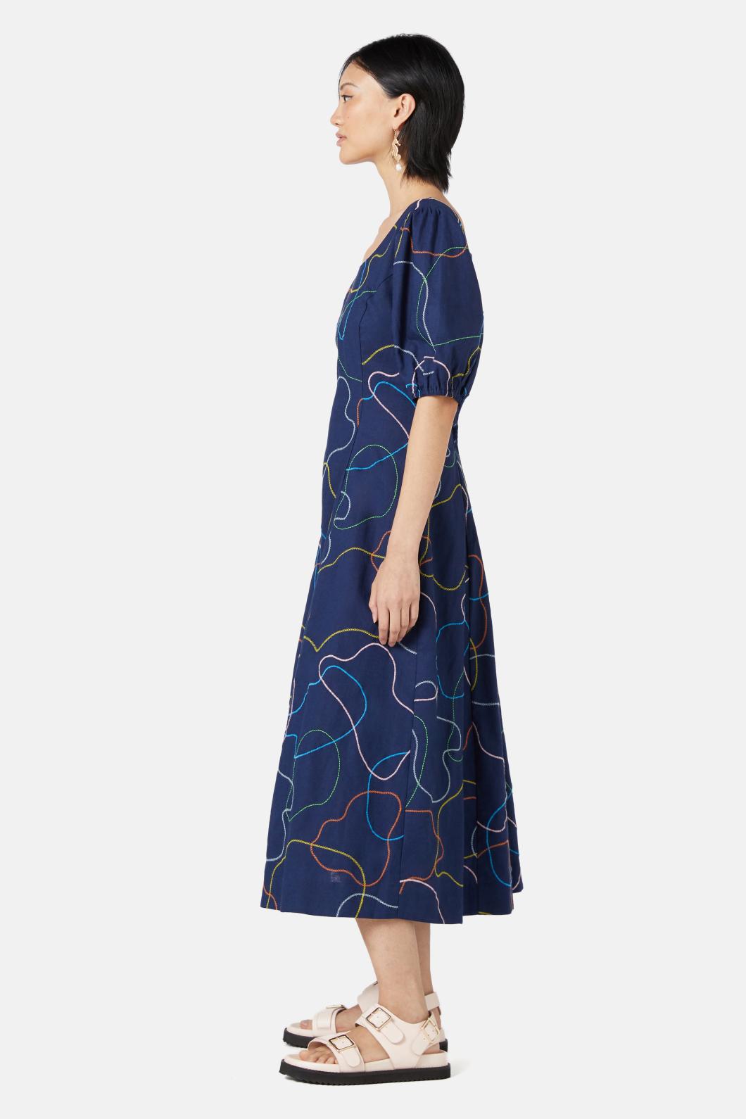 Gorman - Taking A Trip Embroidered Dress - navy