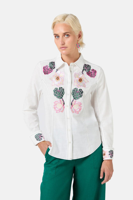 Gorman - Lotus Leopard Embroidery Shirt - white