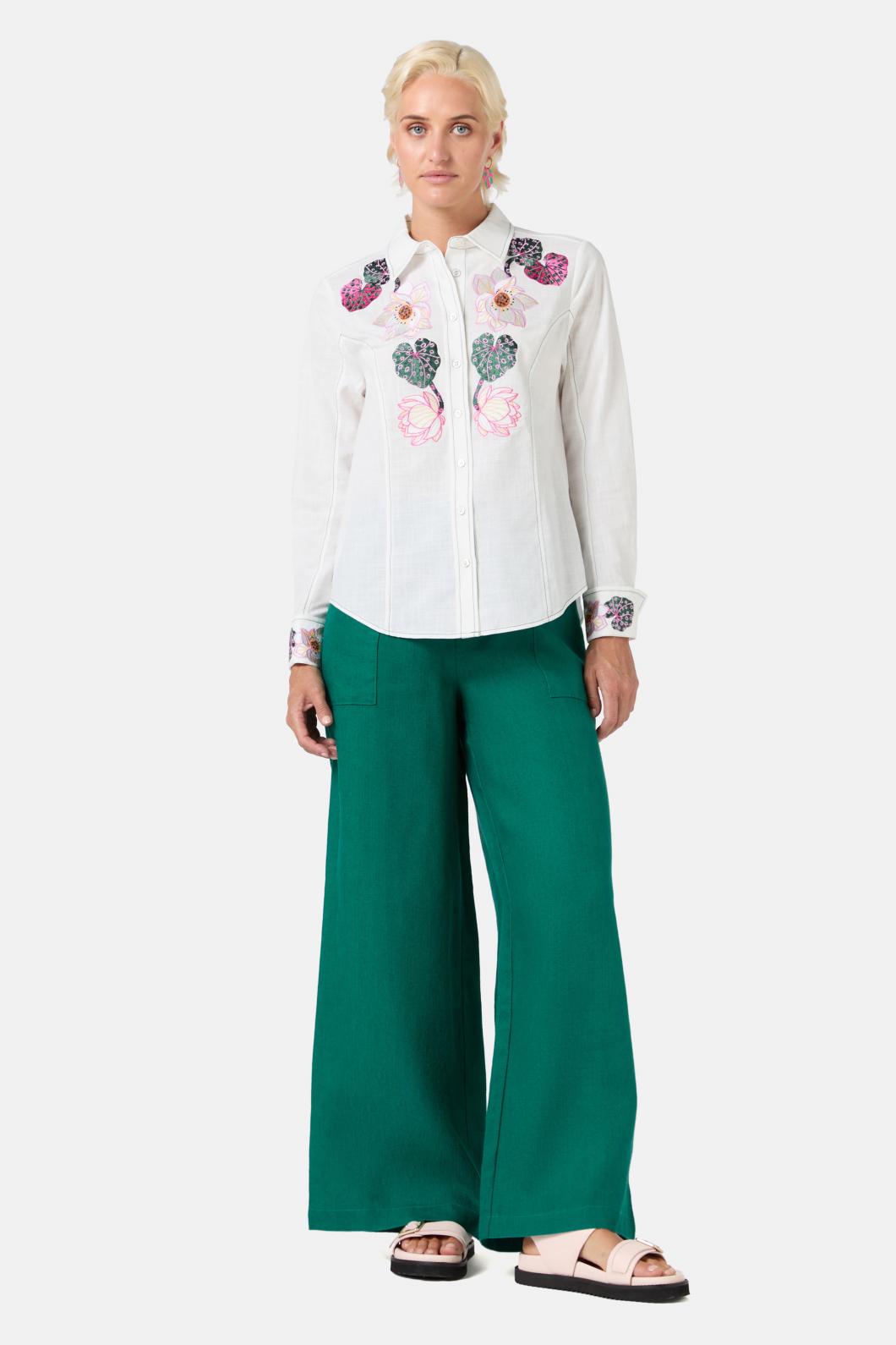 Gorman - Lotus Leopard Embroidery Shirt - white