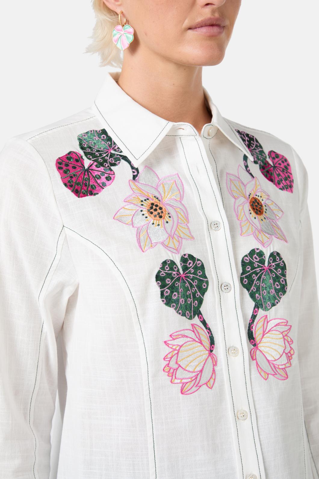 Gorman - Lotus Leopard Embroidery Shirt - white