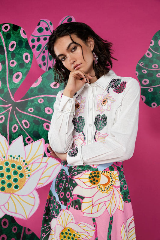 Gorman - Lotus Leopard Embroidery Shirt - white