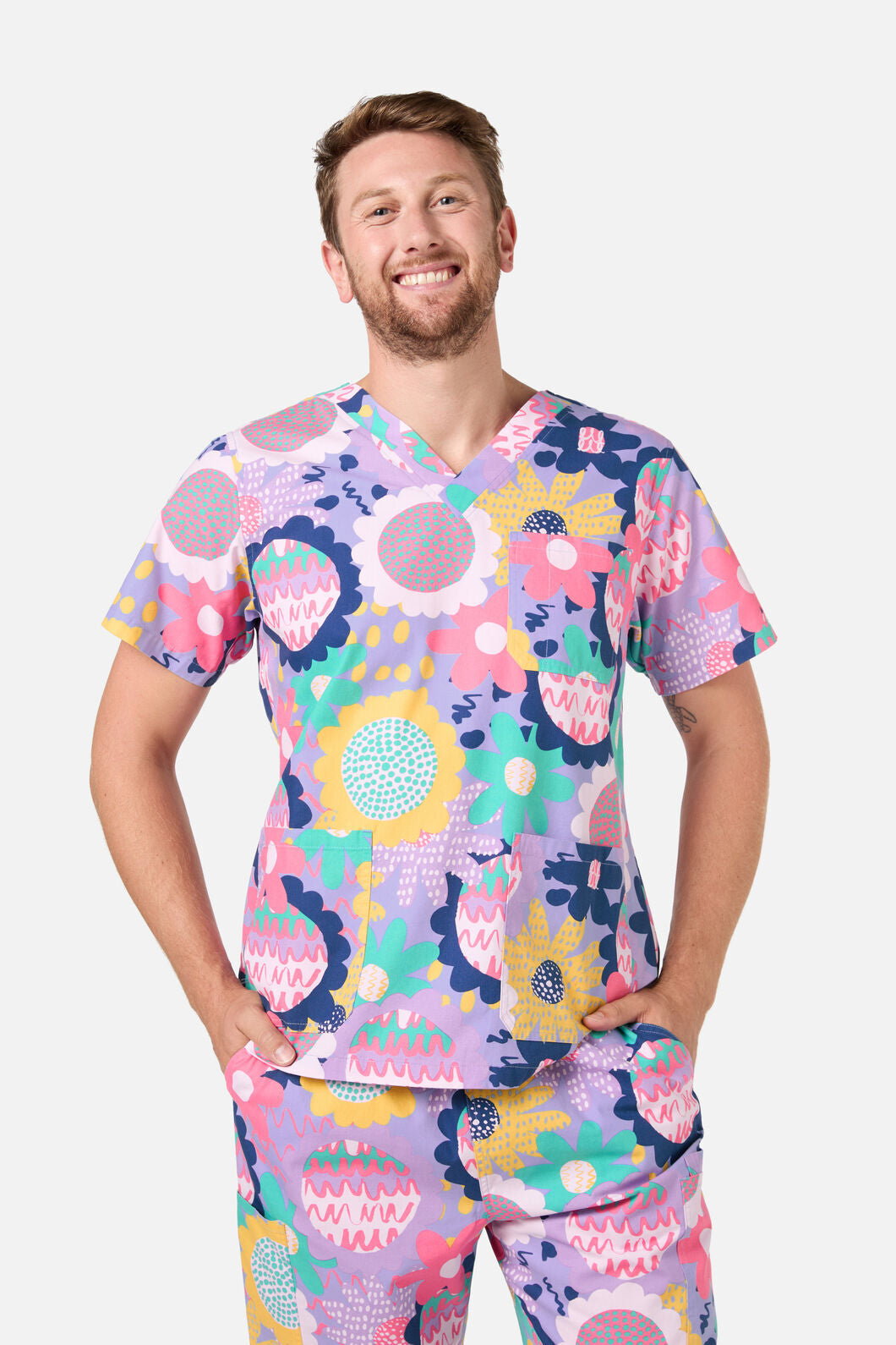 Gorman - Daisy Sketch Scrub Set - multi