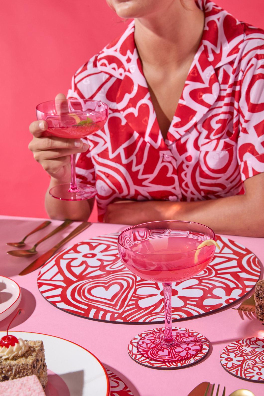 Gorman - Berry Martini Glass S/2 - pink