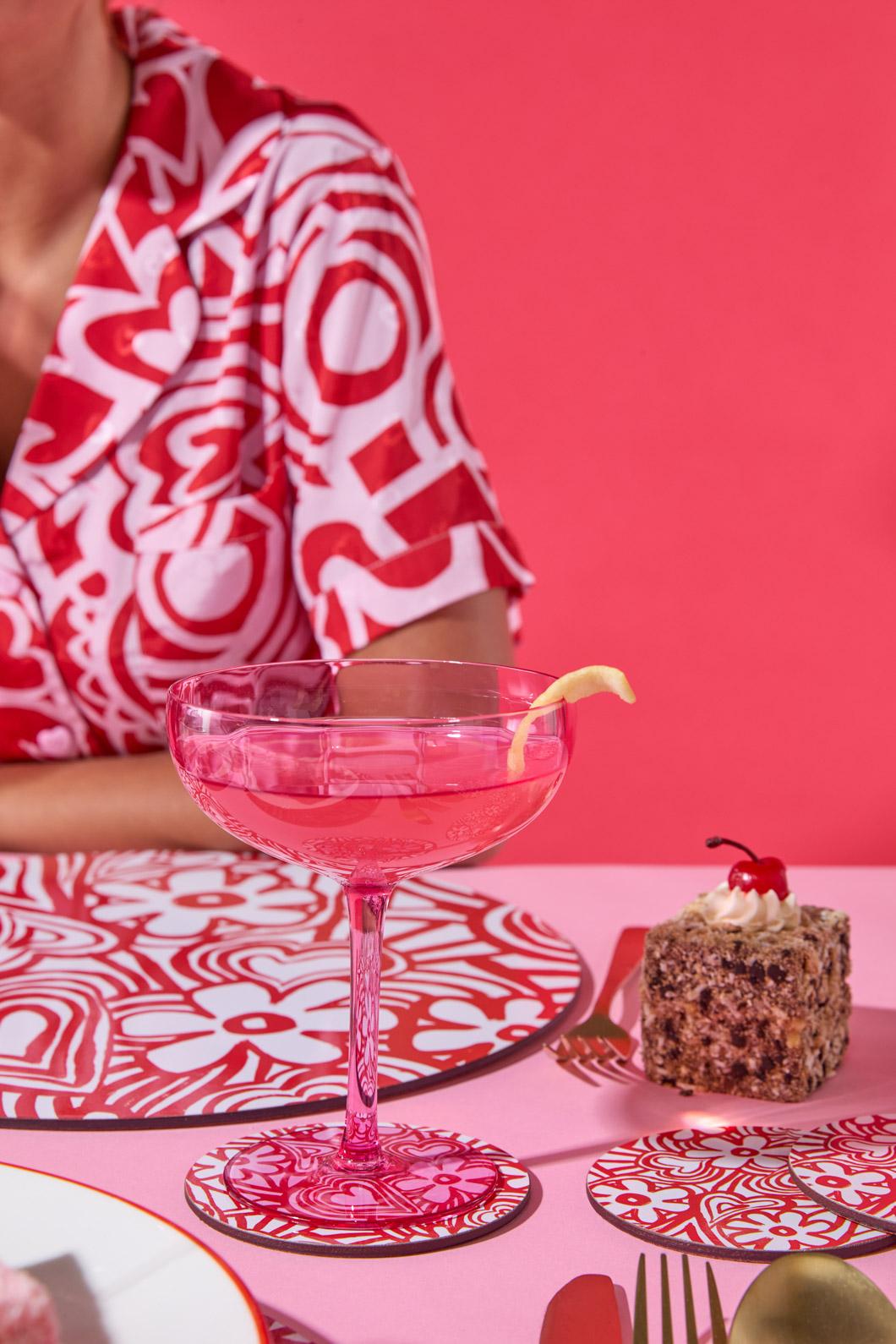 Gorman - Berry Martini Glass S/2 - pink