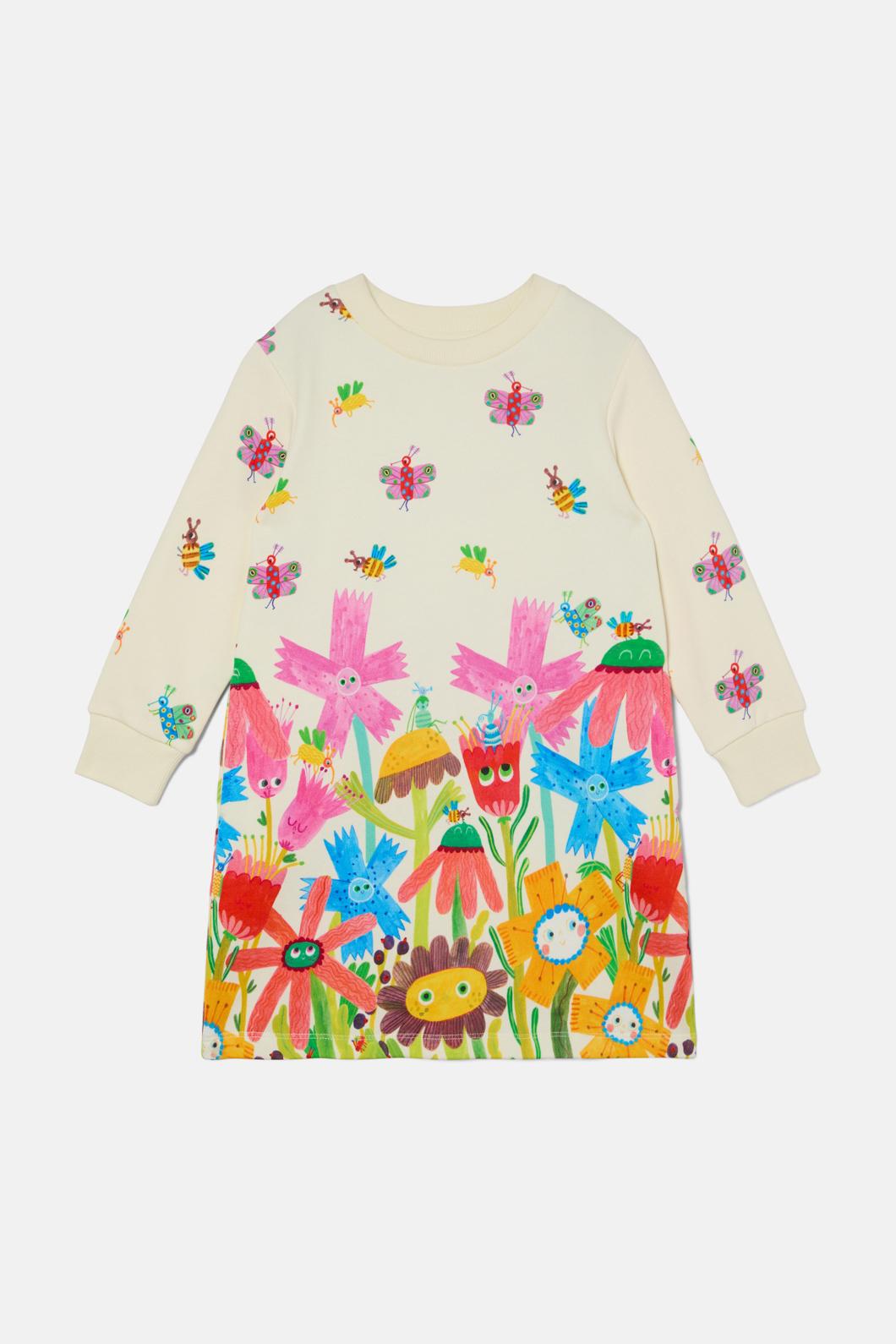 Gorman - Happy Floral Kids Border Dress - cream