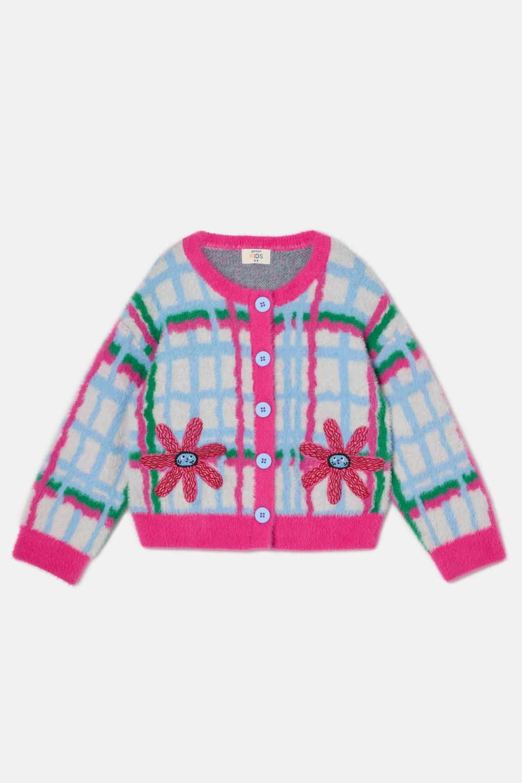 Gorman - Fluffy Check Kids Cardigan - multi