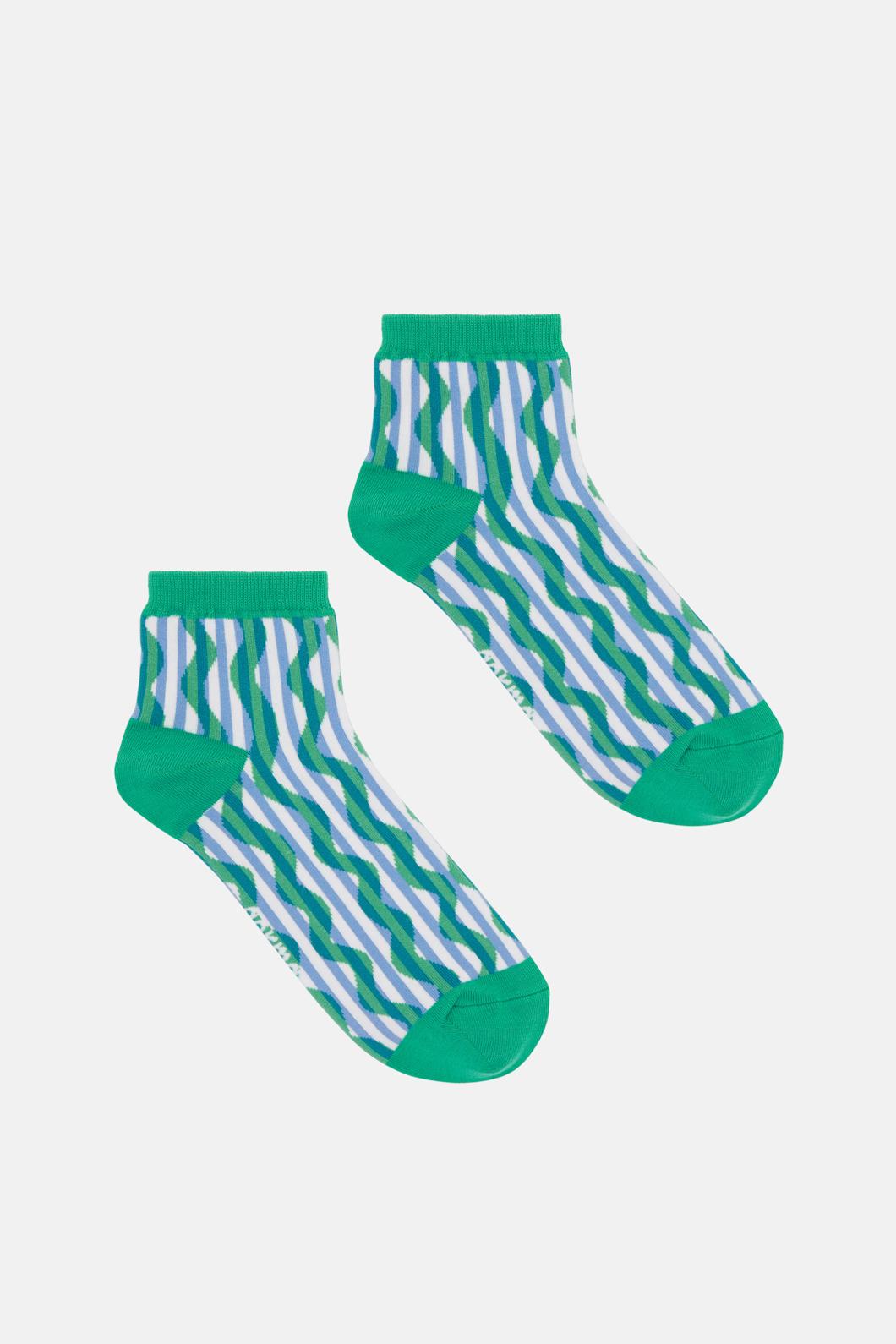 Gorman - Green Swiggle Ankle Sock - multi