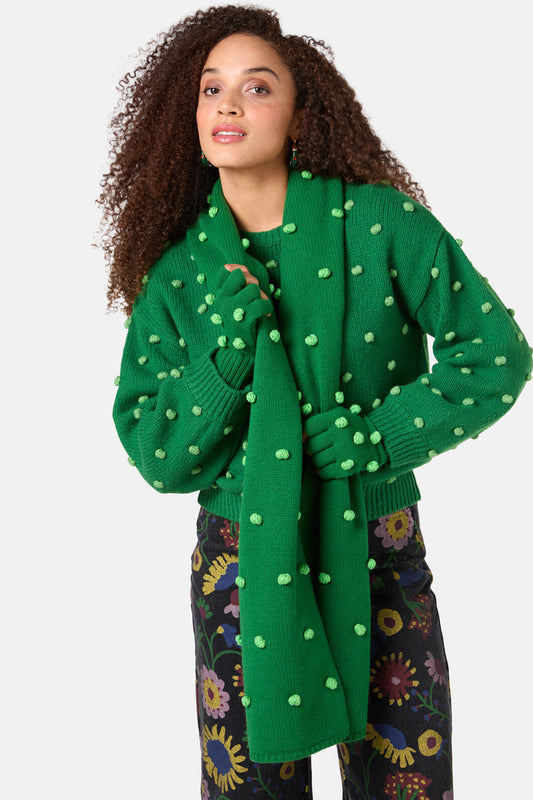 Gorman - Pom Pom Scarf - green