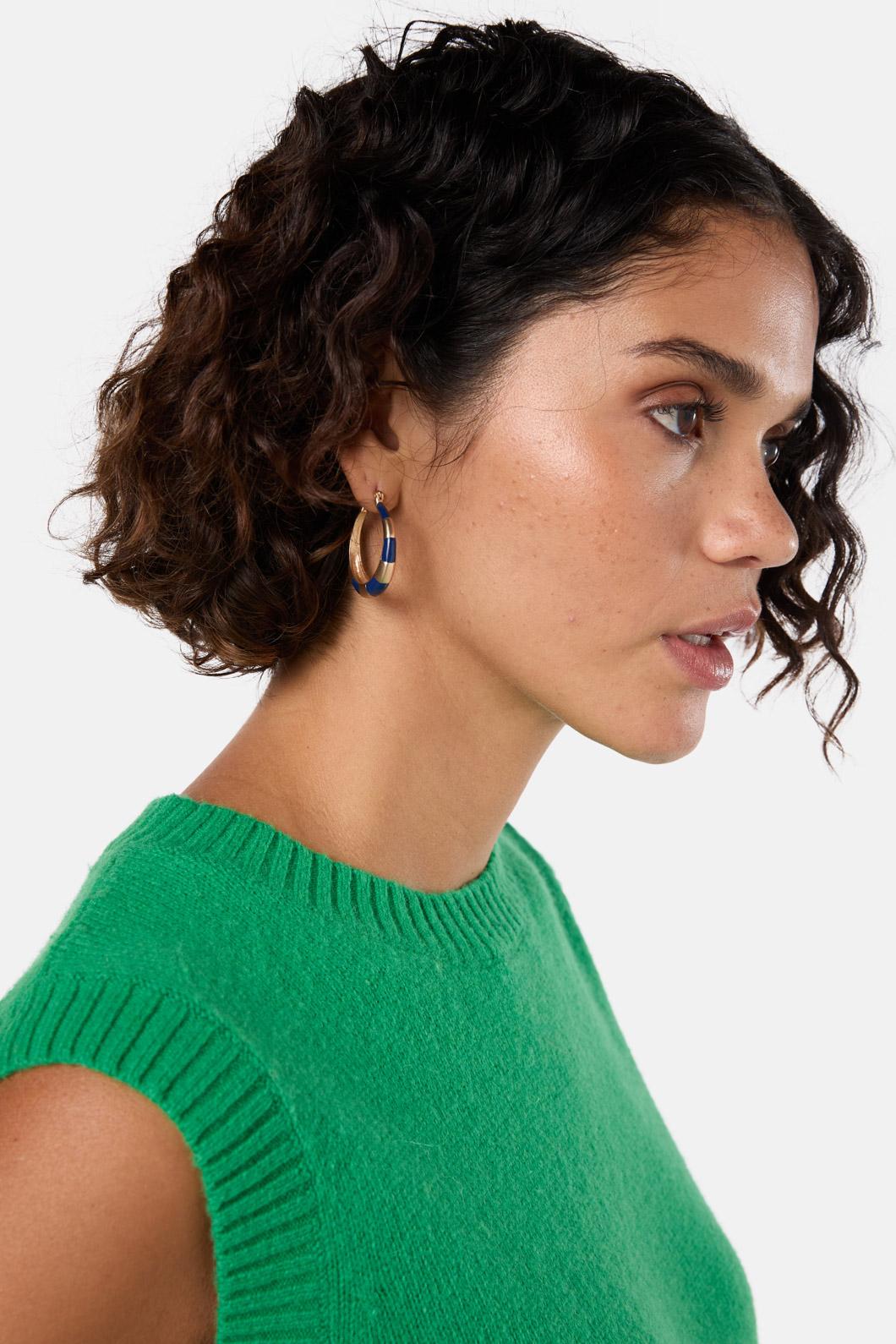 Gorman - Blue Stripe Hoop Earring - blue