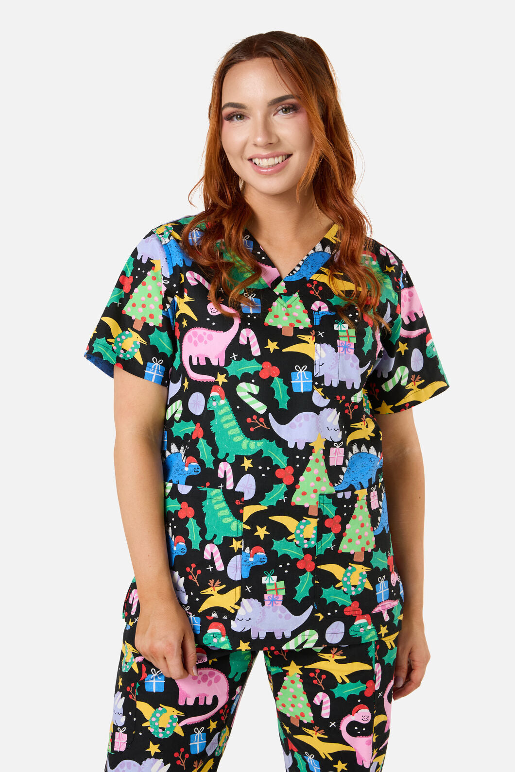 Gorman - CHRISTMAS DINO'S SCRUB SET - black