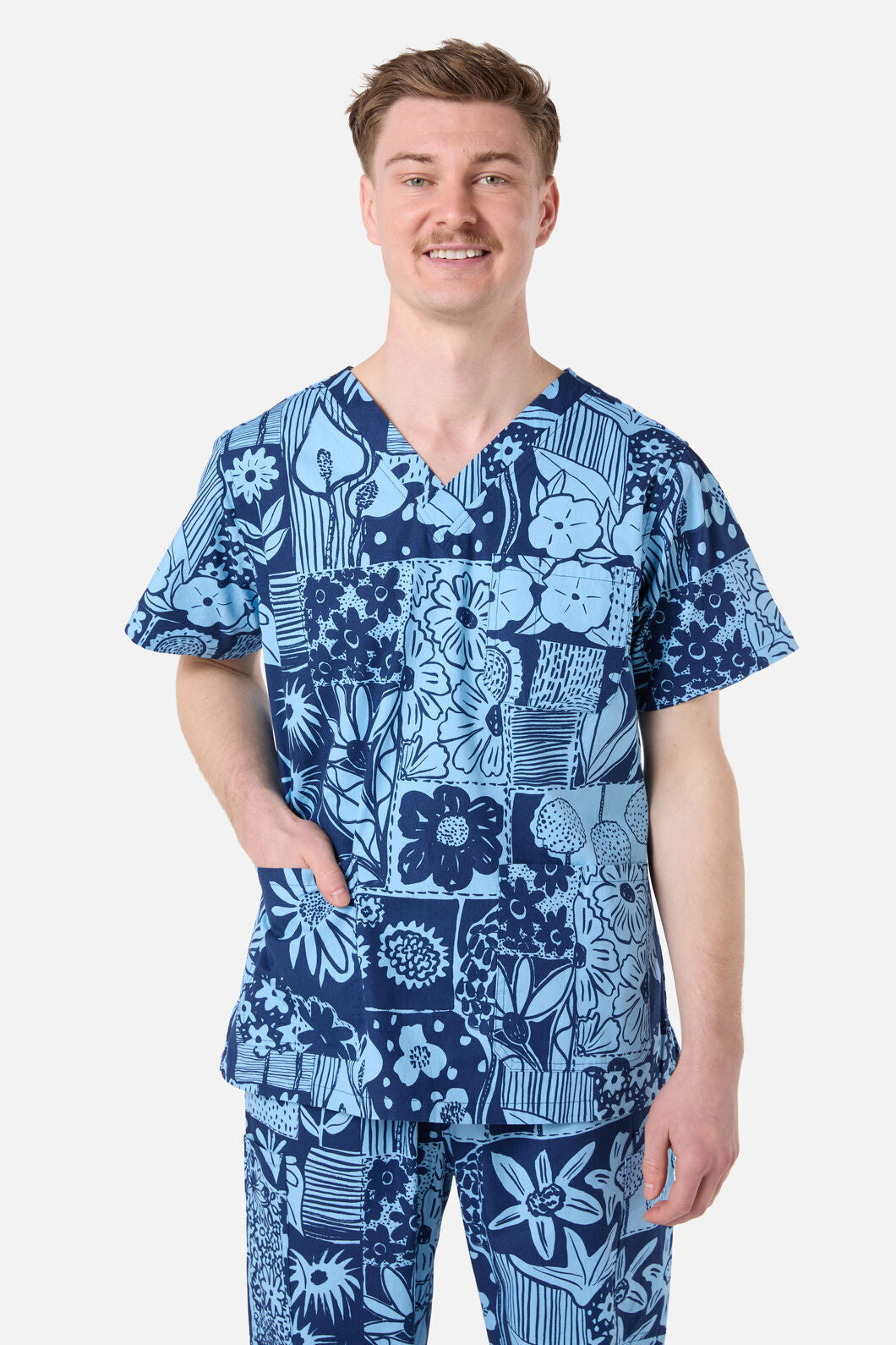 Gorman - Flower Collage Scrub Set - navy