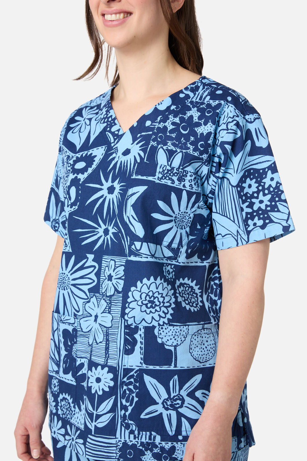 Gorman - Flower Collage Scrub Set - navy