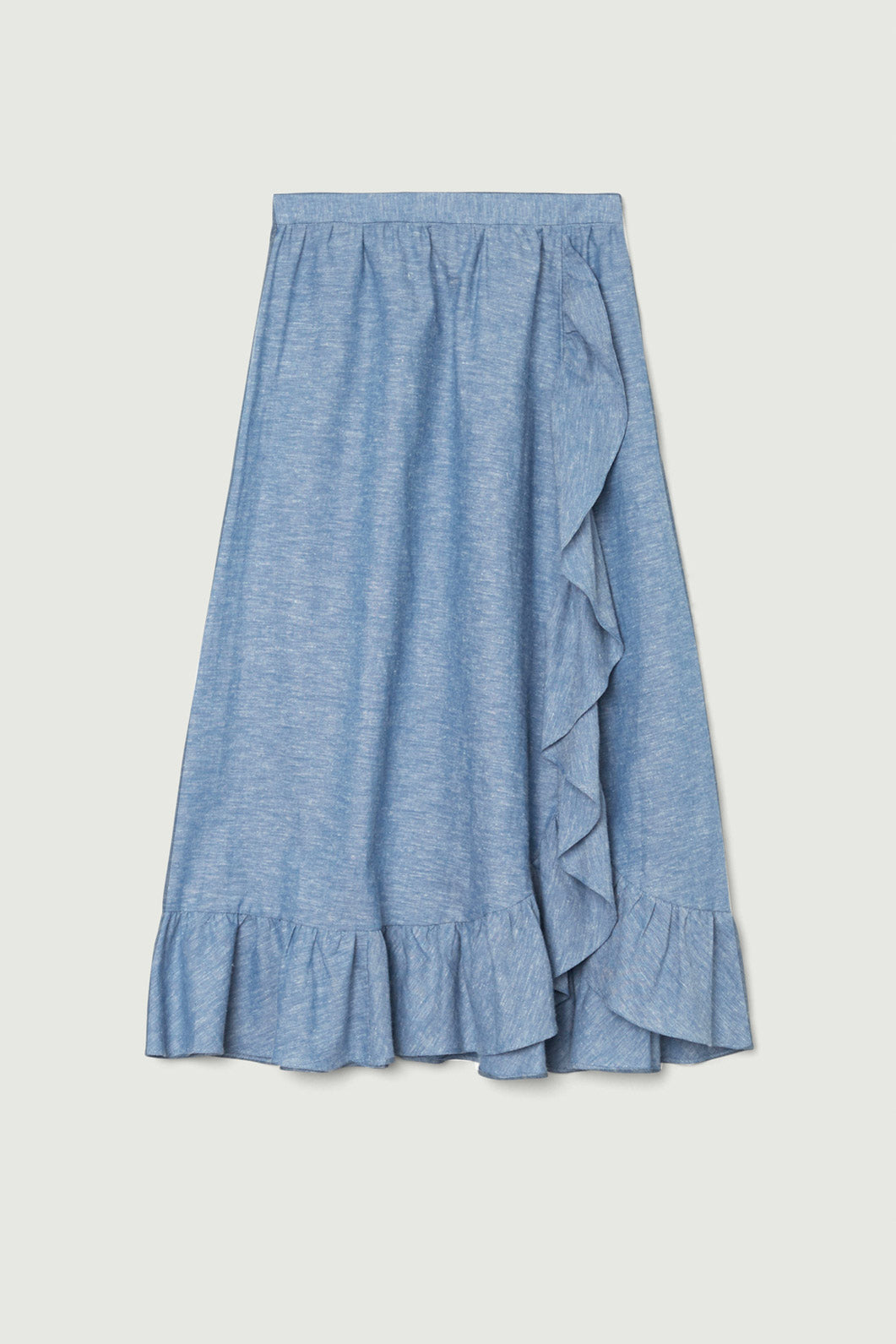 Gorman - Chambray Frill WrapSkirt - blue