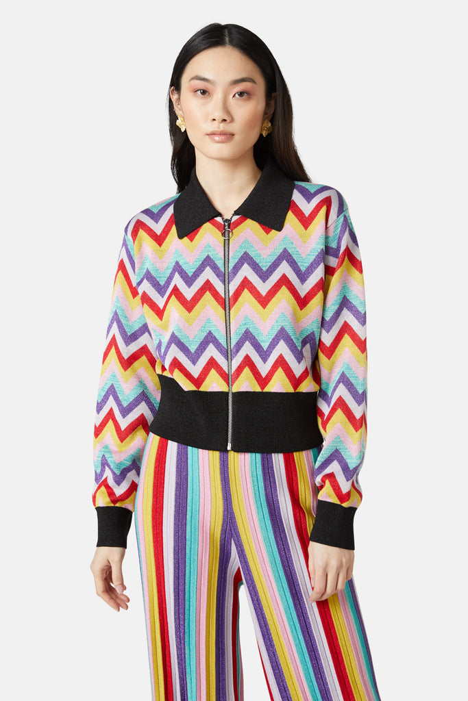 Ribbed deisgn lurex Jacket