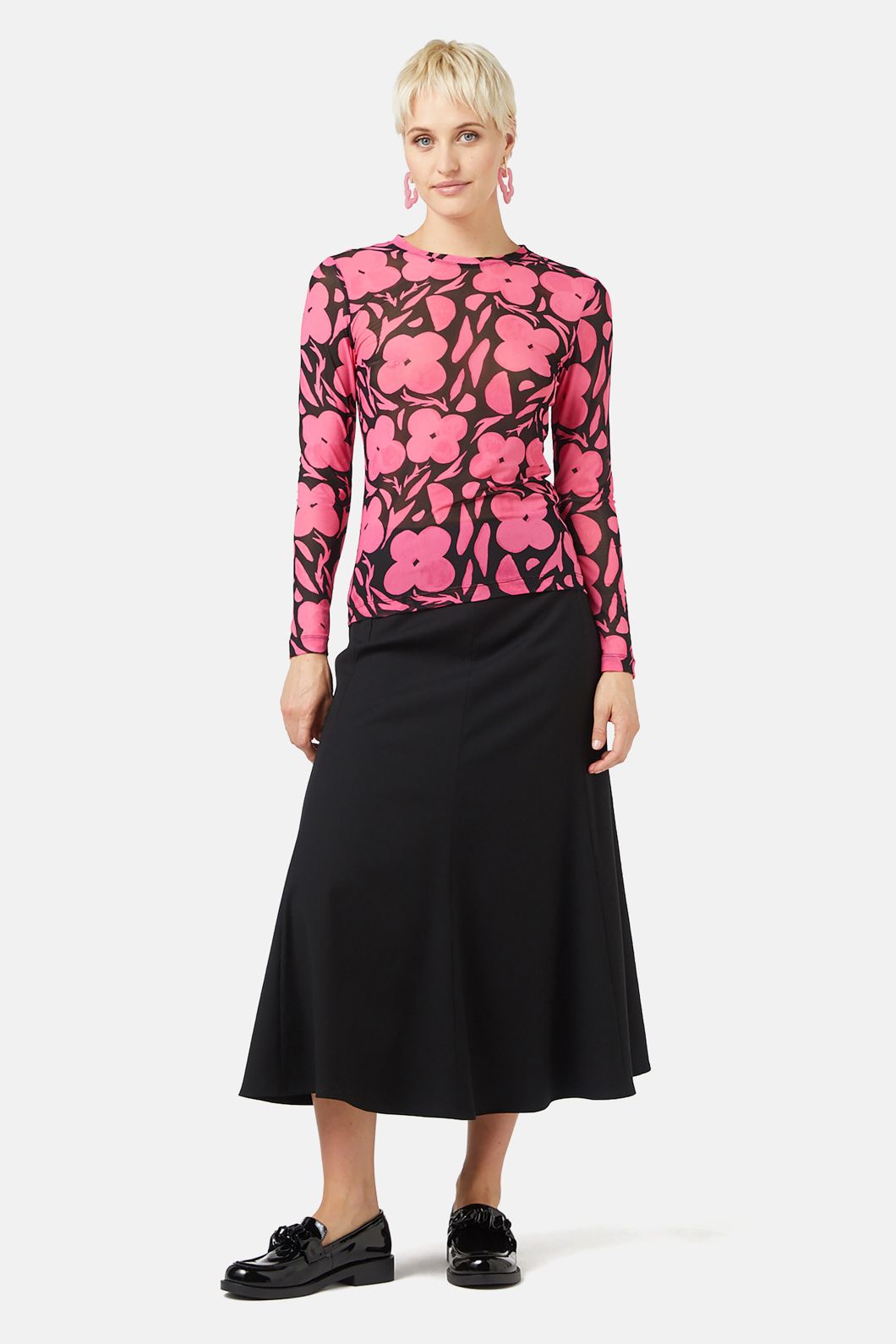 Gorman - Flower Stripe Mesh Top - print
