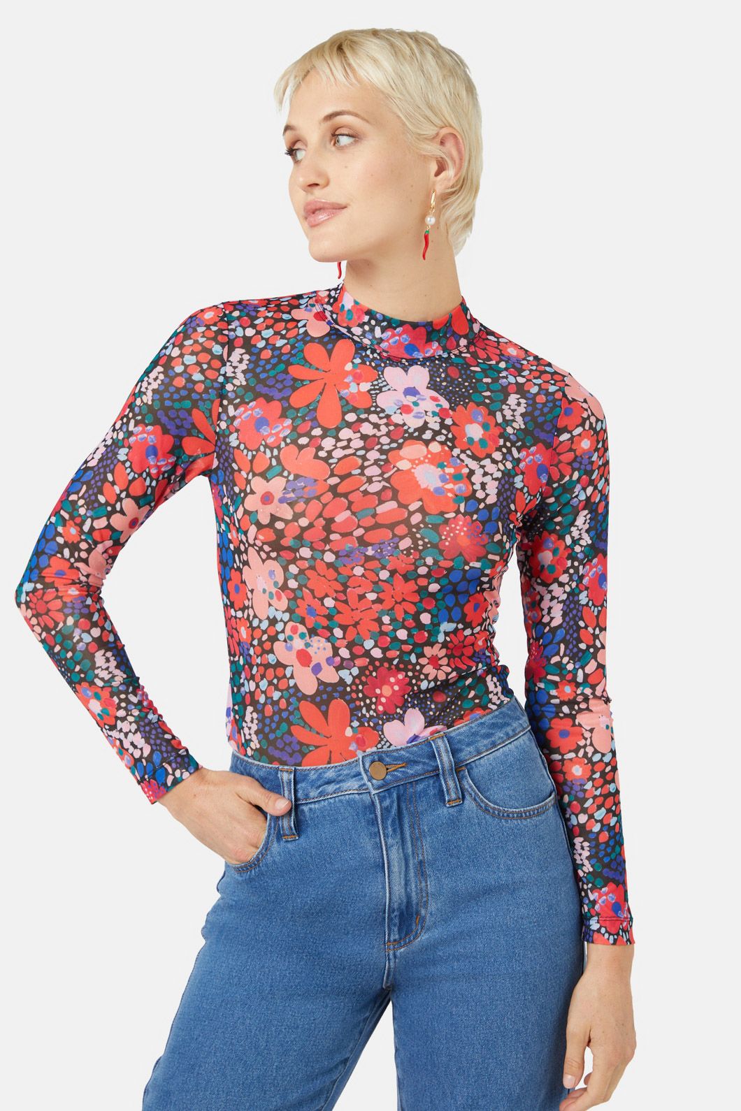 Gorman - Petal Dance Mesh Top - print