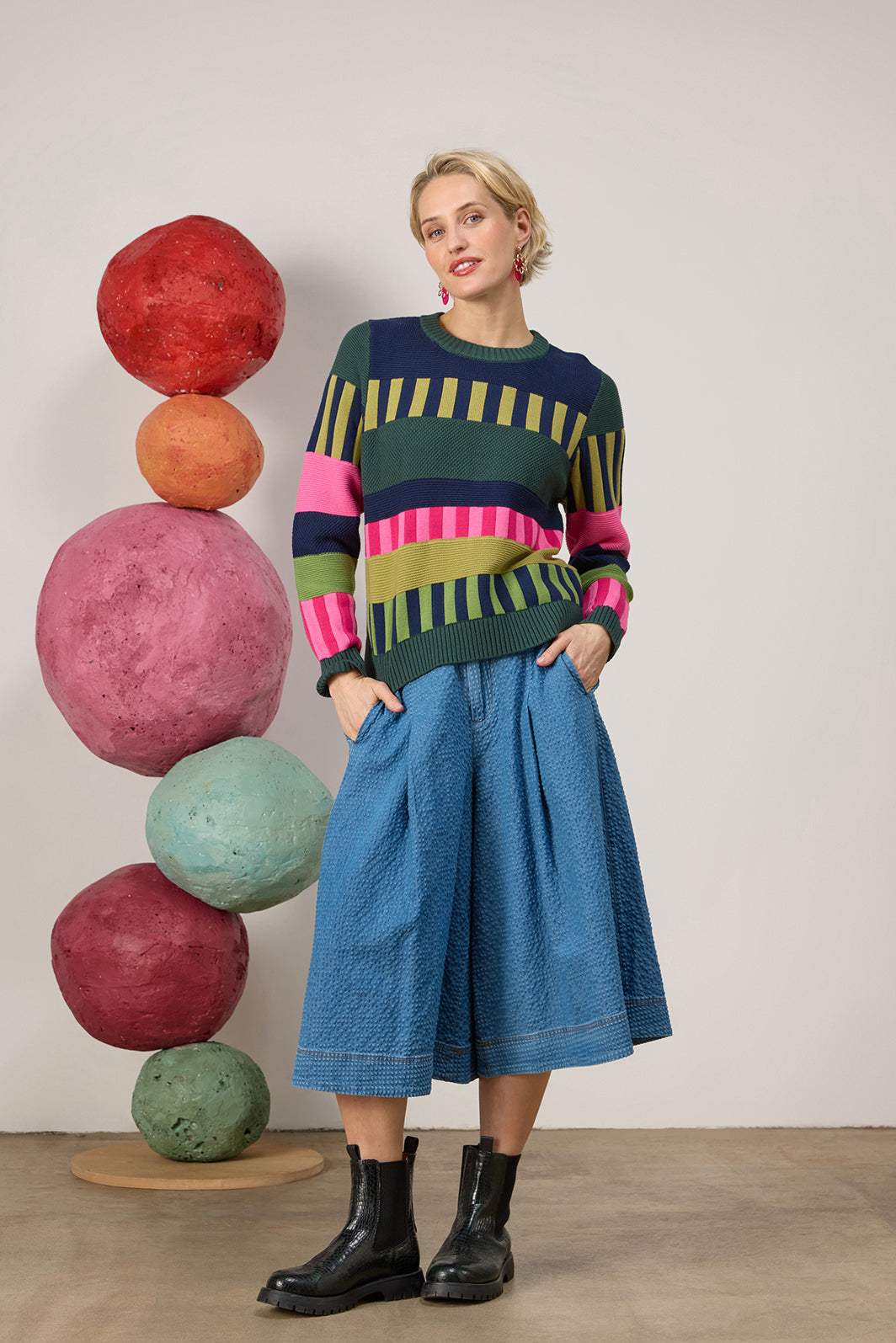 Weave Stripe Cotton Jumper