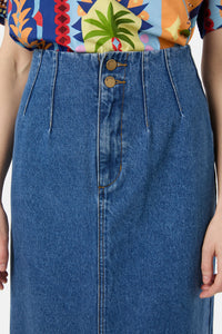 Gorman - Peyton Denim Midi Skirt - mid-blue