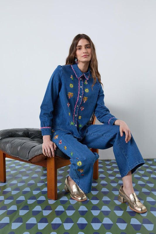 Gorman - Luna Cirque Denim Shirt - mid-blue