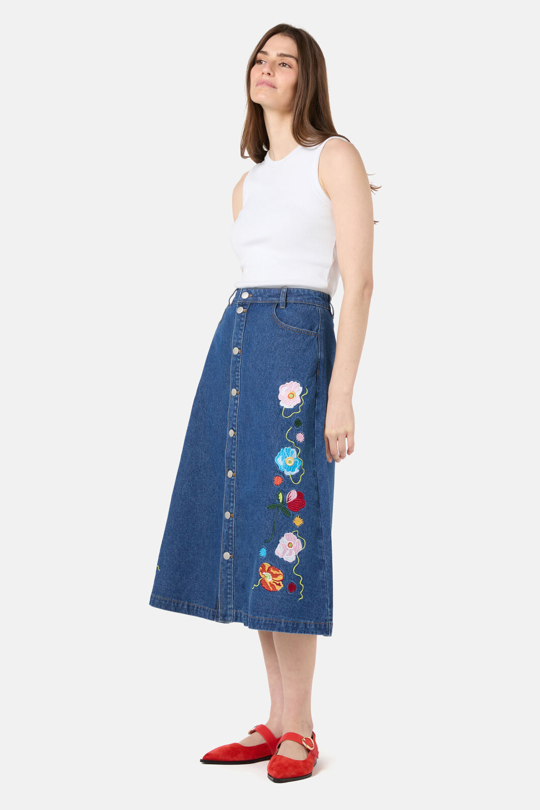 Gorman - Parade Denim Skirt - mid-blue