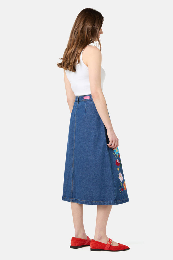 Gorman - Parade Denim Skirt - mid-blue