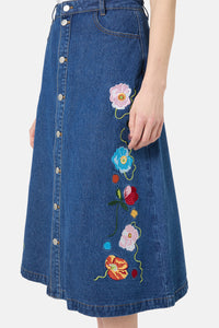 Gorman - Parade Denim Skirt - mid-blue