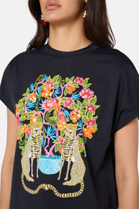 Gorman - Plum Harvest Placement BoxyTee - black