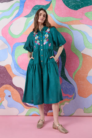 Gorman - Flora Aurora Smock Dress - green