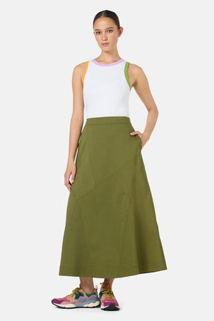 Gorman - Whitney Gore Midi Skirt - khaki