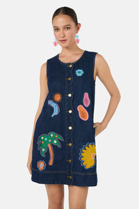 Gorman - Forest Fruits Denim Pinny Dress - indigo