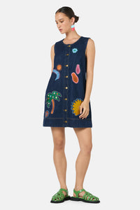 Gorman - Forest Fruits Denim Pinny Dress - indigo
