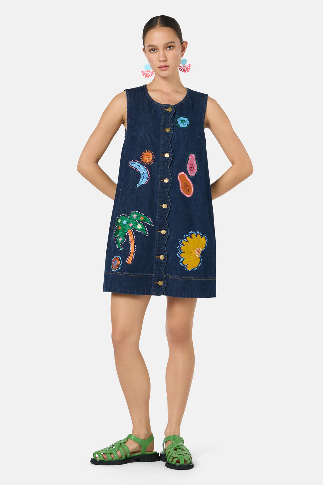 Gorman - Forest Fruits Denim Pinny Dress - indigo