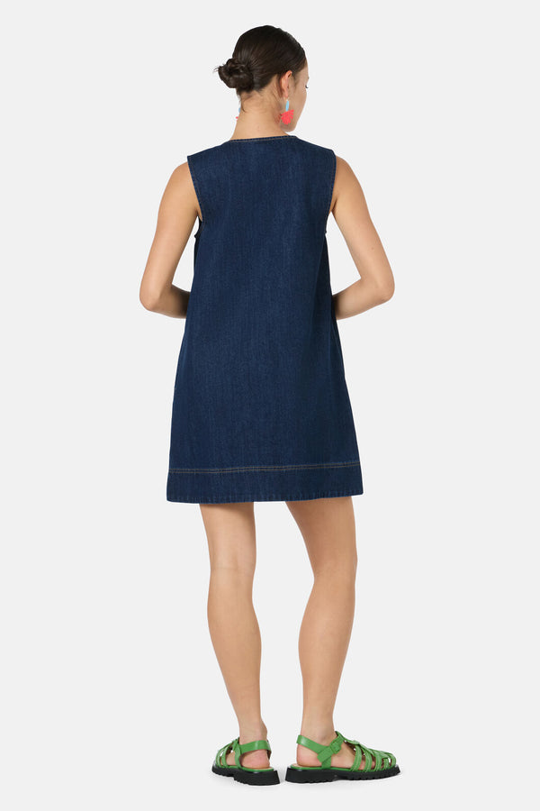 Gorman - Forest Fruits Denim Pinny Dress - indigo