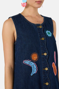 Gorman - Forest Fruits Denim Pinny Dress - indigo