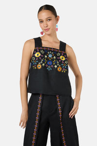 Gorman - Tropic Pop Embroidered Tank - black